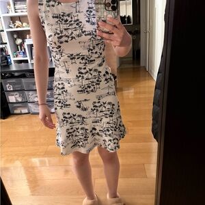 Chic Black and White Patterned Mini Dress